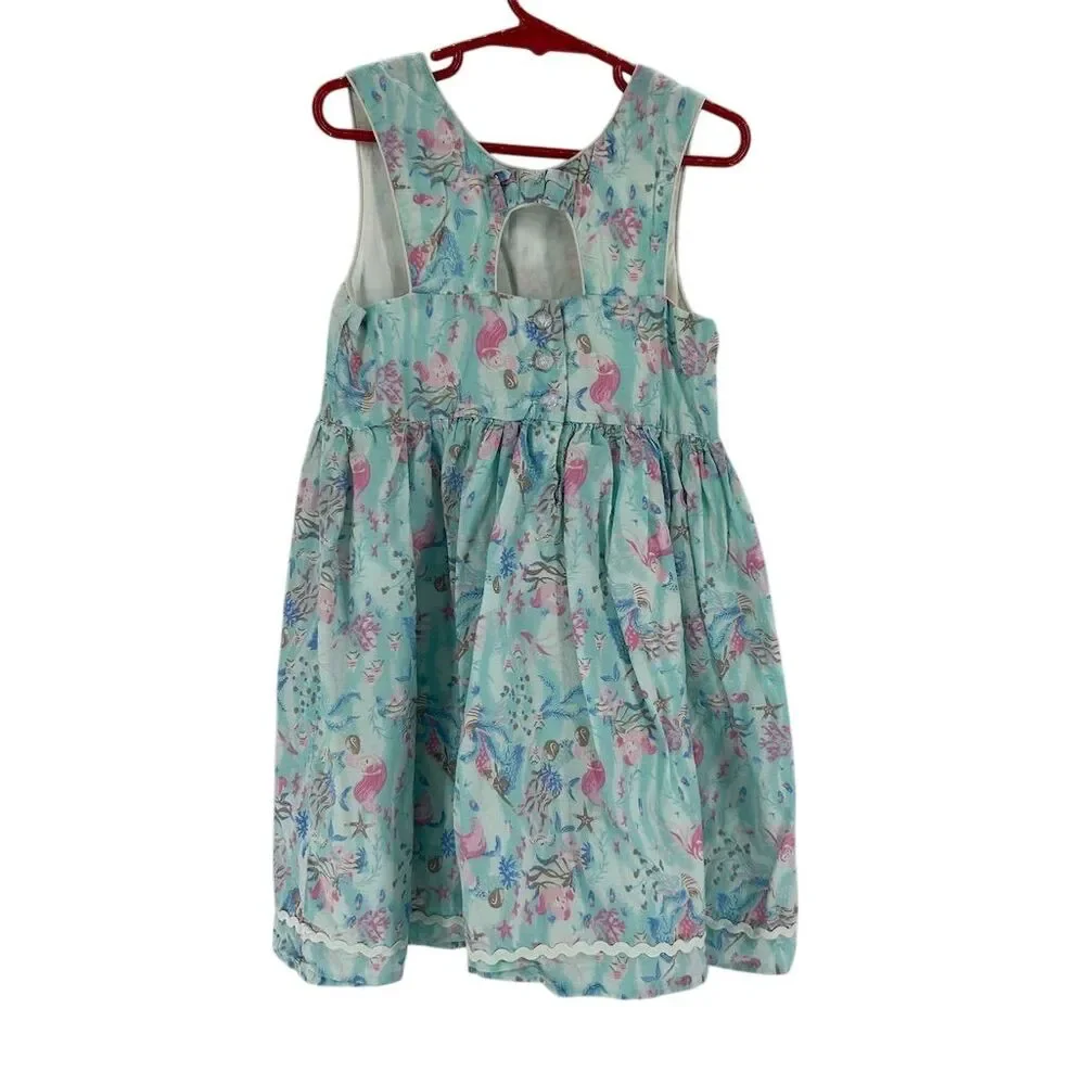 Isaac Mizrahi Girls' Mermaid Print Full Dress Lined Size 7 Summer Casual